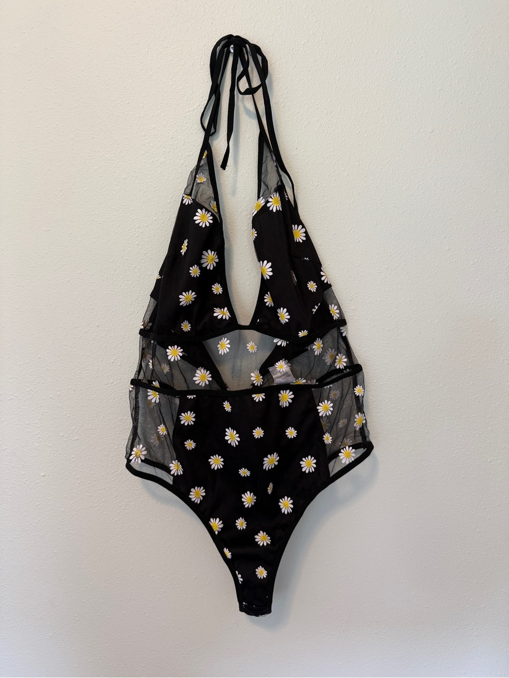 iHeartRaves Black Daisy Print Bodysuit